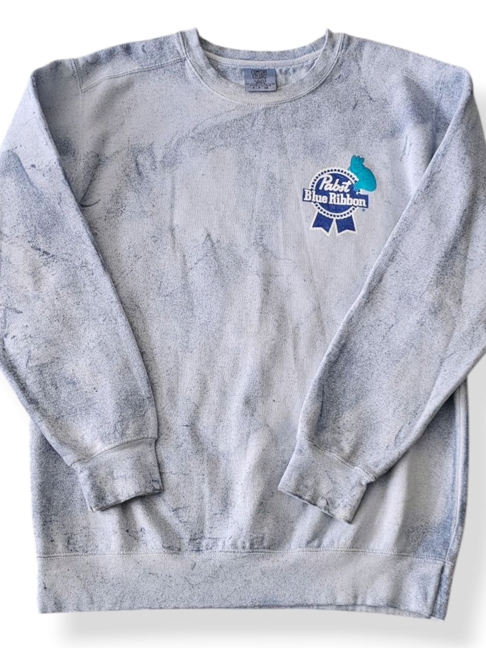 Pabst Blue Ribbon Light Blue Gray Crewneck Graphic Sweatshirt Size Small